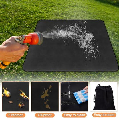 Under Grill Mat for Outdoor Grill, 39 x 60 Inch Fireproof Indoor Fireplace Mat for Fire Pit, Charcoal Gas Grills, Waterproof & Oilproof BBQ Protector for Deck, Ground, Patio, Grass - CookCave