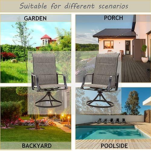 LOKATSE HOME Outdoor Patio Dining Chair Swivel Sling Rocker Set with Steel Metal Frame (Set of 2), Grey - CookCave