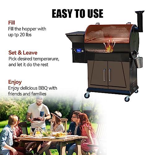 Z GRILLS 2023 Newest Pellet Grill Smoker with PID 2.0 Controller, LCD Screen, 2 Meat Probes, Huge Storage Cabinet, 697 sq in Cooking Area, Rain Cover for Outdoor BBQ, 700D6, Bronze - CookCave