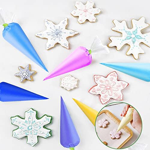 214 Pecies Disposable Piping Pastry Bags, 200Pcs Tipless Piping Bags for Royal Icing Cookies Frosting, Cake Decorating Supplies Kit with 10 Piping Bags Ties, 2 Bag Clips & 2 Scriber Needle(12inch) - CookCave