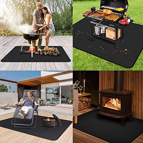 Under Grill Mat EC TECH, 60 x 48 Inch Grill Mat Under Desk, Double-Sided Fireproof Oil-Proof Mats for Fire Pit with Stitched Edge, Grill Mats for Outdoor Grill, Charcoal, Gas Grills, Smokers, BBQ - CookCave