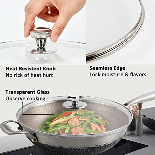 12" Glass Lid for Frying Pan, Tempered Replacement Cover Compatible with All 12 inches Cookware for Skillets, Round Cast Iron, Cast Aluminium, Stainless Steel Pans &Pots - CookCave