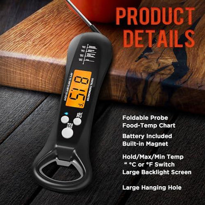 Meat Thermometer Digital, Instant Read Meat ThermometerI for Grill and Cooking, IP66 Waterproof Food Thermometer for Kitchen and Outside, BBQ, Turkey, Candy, Liquids, Beef - CookCave