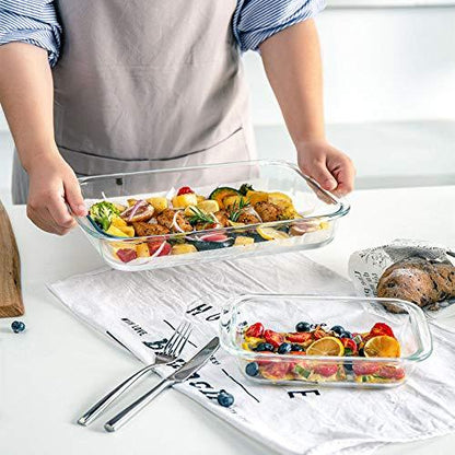 8-Piece Deep Glass Baking Dish Set with Plastic lids,Rectangular Glass Bakeware Set with Lids, Baking Pans for Lasagna, Leftovers, Cooking, Kitchen, Freezer-to-Oven and Dishwasher, Gray - CookCave