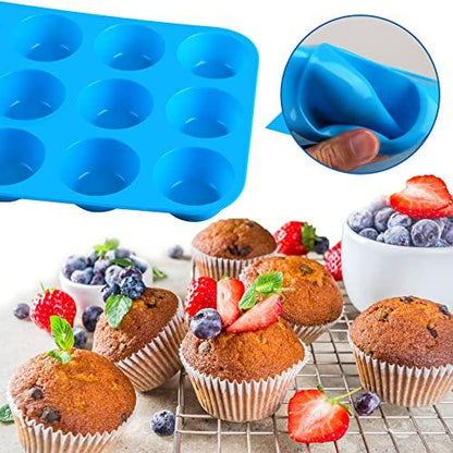 Sidosir 2PCS Silicone Muffin Pans for Baking, Non-stick Silicone Cupcake Molds for Baking, 12 Cups Muffin Pan for Freezing Eggs, Brownie - CookCave