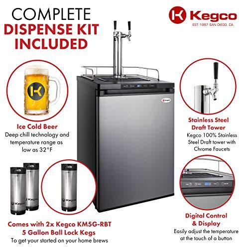 Kegco 3PHBK309S-2 Keg Dispenser, 2 Tap, Stainless Steel - CookCave