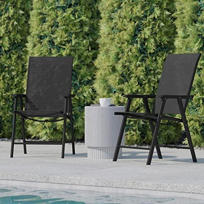 Flash Furniture Paladin Black Outdoor Folding Patio Sling Chair with Black Frame (2 Pack) - CookCave