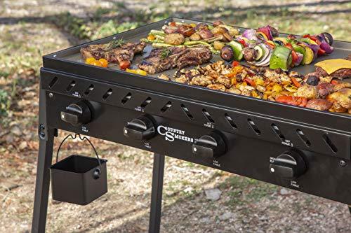 Country Smokers CSGDL0590 The Highland 4-Burner Portable Griddle, Large, Black - CookCave