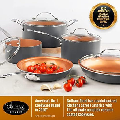 Gotham Steel 20 Pc Pots and Pans Set, Bakeware Set, Ceramic Cookware Set for Kitchen, Long Lasting Non Stick Pots and Pans Set with Lids Dishwasher / Oven Safe, Non Toxic-Copper - CookCave
