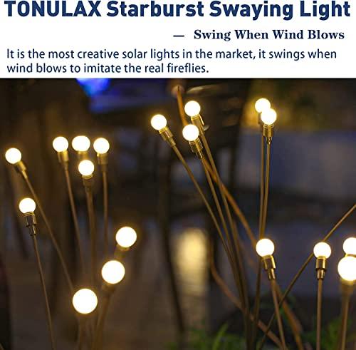 TONULAX Solar Garden Lights - New Upgraded Solar Swaying Light, Sway by Wind, Solar Outdoor Lights, Yard Patio Pathway Decoration, High Flexibility Iron Wire & Heavy Bulb Base, Warm White (4 Pack) - CookCave