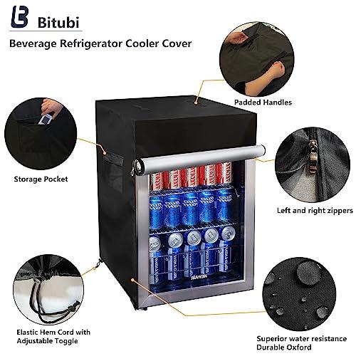 Bitubi Beverage Refrigerator Cooler Cover,Outdoor Fridge Cover – Waterproof, Dustproof, Sun-Proof, 20" W x 20" D x 33" H. Suitable for most 3.2 Cu.ft Beer or Wine Mini Fridge (Black) - CookCave