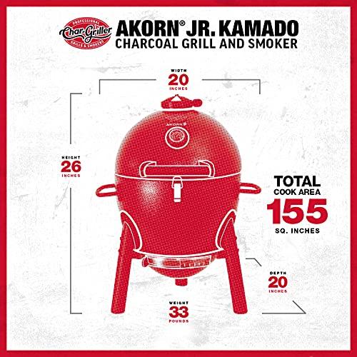 Char-Griller E86714 AKORN Jr. Kamado, Ash Portable Charcoal Grill - CookCave