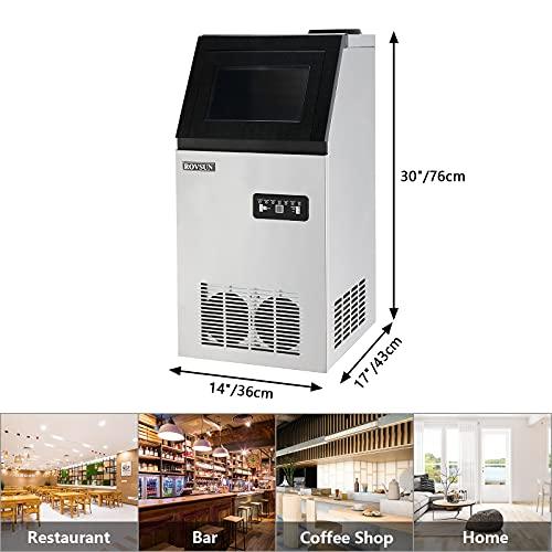 ROVSUN 150lbs/24h Commercial Ice Maker with 24lbs Storage Bin, Freestanding Industrial Ice Machine for Home Restaurant Bar Cafe Office - CookCave