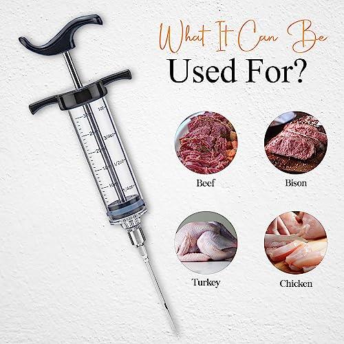 Alpine Cuisine BBQ Injector 6.3-Inch - Perfectly Marinate Your Meat with the Stainless Steel Injector Meat - Inject Sauces, Brines, & Marinades for a Juicy and Flavorful BBQ - Durable & Easy to Use - CookCave