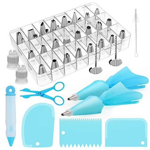 Kootek 42pcs Piping Bags and Tips Set, Cake Decorating Supplies Kits for Baking with 30 Numbered Frosting Icing Tips, 2 Reusable Pastry Bags, Easy Carry Storage Box and Other Baking Tools - CookCave