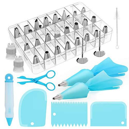 Kootek 42pcs Piping Bags and Tips Set, Cake Decorating Supplies Kits for Baking with 30 Numbered Frosting Icing Tips, 2 Reusable Pastry Bags, Easy Carry Storage Box and Other Baking Tools - CookCave
