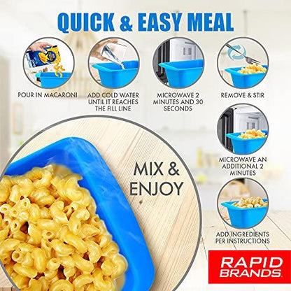 Rapid Mac Cooker | Microwave Macaroni & Cheese in 5 Minutes | Perfect for Dorm, Small Kitchen or Office | Dishwasher-Safe, Microwaveable, BPA-Free (Blue, 1-Pack)… - CookCave