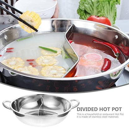 CALLARON Shabu Shabu Yuanyang Hot Pot 28CM Stainless Steel Hot Pot Divided Hot Pot For Electric Induction Cooktop Gas Stove - CookCave