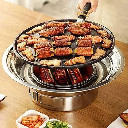 Baffect BBQ Charcoal Grill, 13.7 inch Non-stick Stainless Steel Korean Barbecue Grill, Portable Charcoal Stove for Outdoors Camping Picnic and Indoor Party Cooking - CookCave