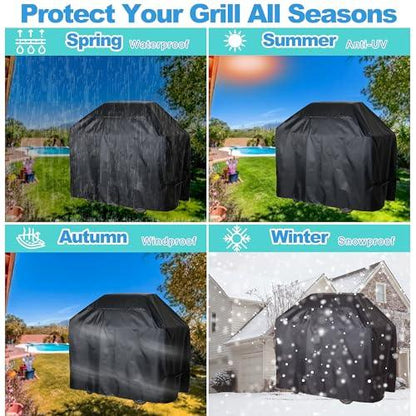 Rinling Grill Cover, Waterproof BBQ Grill Cover UV Resistant Gas Grill Cover for Outdoor Grill (75 Inch) - CookCave