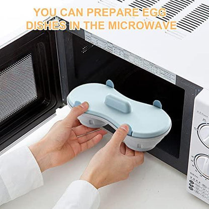 Egg Poacher Microwave Egg Cooker, 2 Cavity Edible Silicone Double Drain Poached Egg Cups, Microwave Egg Poacher Kitchen Cooking Gadgets - CookCave