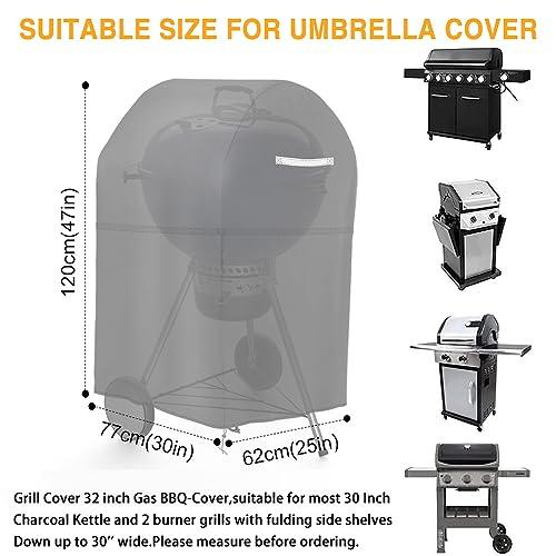 Grill Cover 30 inch Waterproof Barbecue Grill Cover for Outdoor Grill, Heavy Duty BBQ Gas Grill & Electric Smoker Covers, Rip-Proof, Anti-UV Fade Resistant for Weber Brinkman Char-Broil and More,Black - CookCave
