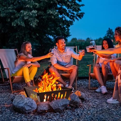 17-inch Fire Pit, Outdoor Portable Wood-Burning Fire Pit Log Stove Fireplace for Camping, Backyard, Garden Picnic Patio and Beach. Comes with A Carry Bag - CookCave