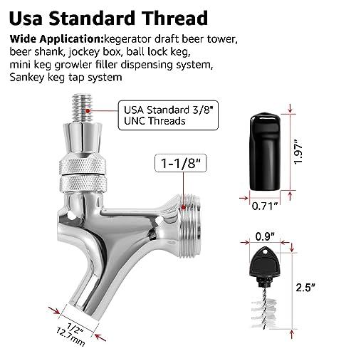 Hgkeke Beer Faucet Beer Tap for Kegs Kegerator Draft Beer Tower, Classic & Standard American Beer Faucet with Beer Tap Plug (Stainless Steel Core & Brass Body) - CookCave