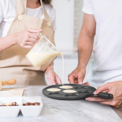 Commercial CHEF Cast Iron Pancake Pan, Silver Dollar Pancake Griddle, Easy to Clean & Heats Evenly, Makes 7 Mini Silver Dollar Pancakes - CookCave