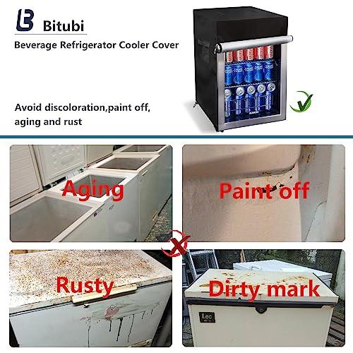 Bitubi Beverage Refrigerator Cooler Cover,Outdoor Fridge Cover – Waterproof, Dustproof, Sun-Proof, 20" W x 20" D x 33" H. Suitable for most 3.2 Cu.ft Beer or Wine Mini Fridge (Black) - CookCave