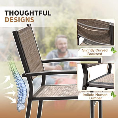 Devoko Outdoor Dining Chairs Set of 6 Patio Stackable Chairs for Backyard Deck (Brown) - CookCave