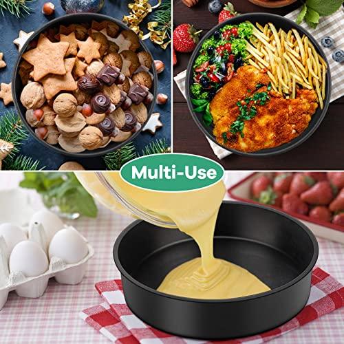 TeamFar 8 Inch Cake Pan, Round Baking Layer Cake Pan Set of 2, with Non-Stick Coating Stainless Steel Core for Birthday, Party, Wedding, Healthy & Heatproof, Release Easily & Easy Clean - CookCave