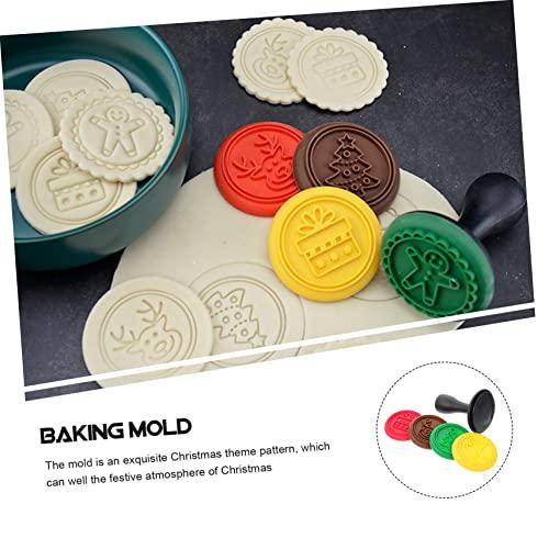 Angoily 2 Sets Cookie Stamp Cookie Cutter Dough Press Stamp Gingerbread Man Cookie Cutter Round Silicone Molds Silcone Molds Embossing Stamp Biscuit Molds Christmas Themed Cookie Stamps Pp - CookCave