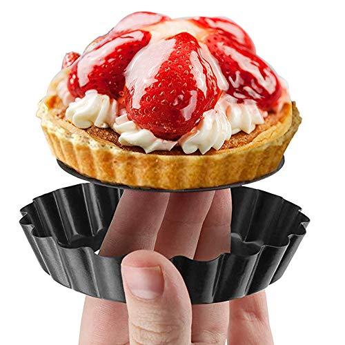 Cyimi Mini Tart Pan Set of 6, Non-Stick 4 Inch Quiche Pan, Removable Bottom Tart Pan for Pies, Quiche Bakeware, Cheese Cakes, Desserts and more - CookCave