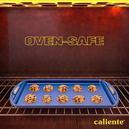 Caliente Nonstick Bakeware Set of 2 Cookie Sheets | Premium Medium & Small Baking Sheets | Durable Carbon Steel Baking Sets | Housewarming, Wedding, Chefs & Bakers Kitchen Gift - CookCave