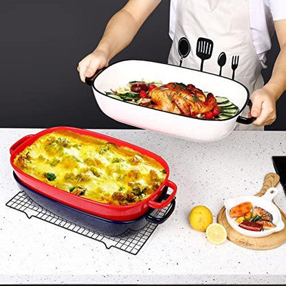 4.5 Quart Ceramic Baking Dish,Serving Bakeware for Casserole,Lasagna,Gratin,Broiling,Roasting,and Baking.Large Deep 14x10x3.11 inches Pan,Safe for Oven Microwave Refrigerator Disinfection Cabinet and - CookCave