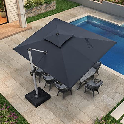 PURPLE LEAF 9' X 12' Patio Umbrella Outdoor Rectangle Umbrella Large Cantilever Umbrella Windproof Offset Umbrella Heavy Duty Sun Umbrella for Garden Deck Pool Patio, Grey - CookCave