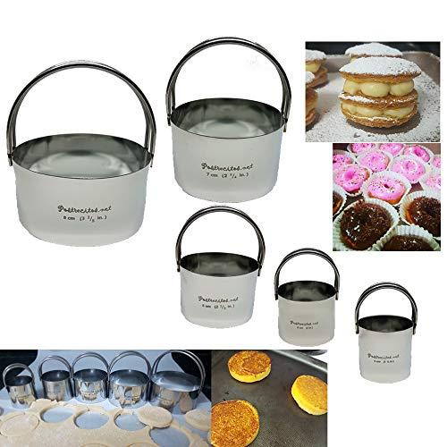 Postrecitos.net Ergonomic Stainless Steel Baking Tool Set (Dough-Pastry Scrapper, Dough-Food Blender & 5 Round Cookie Cutters/Molds) - CookCave