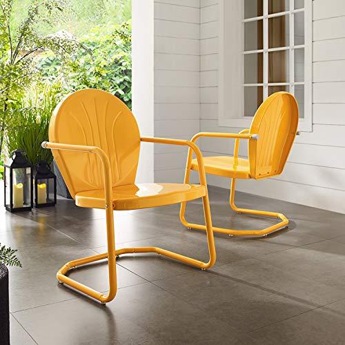 Crosley Furniture CO1001A-TG Griffith Retro Metal Outdoor Chair, Tangerine - CookCave