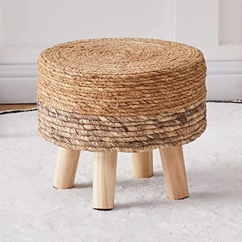 Cpintltr Ottoman Outdoor Sea Grass Stool Poufs Hand Woven Round Foot Stool for Sofa Desk Soft Step Stool Padded Foot Rest Multiple Colors Decorative Furniture Natural/Brown - CookCave