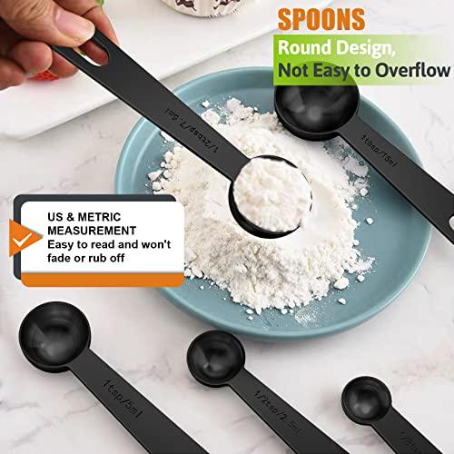 Paincco Stainless Steel Measuring Cups & Spoons Set of 21, Includes 7 Nesting Metal Measuring Cups, 9 Measuring Spoons and 5 Mini Measuring Spoons for Gift Dry Liquid Ingredients (Black) - CookCave