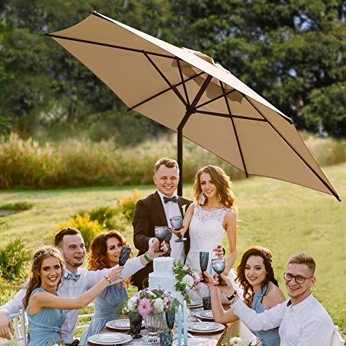 Abba Patio 7.5' Patio Umbrella Market Umbrella Outdoor Table Umbrella with Push Button Tilt & Crank for Patio, Beige - CookCave