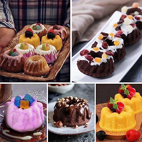 HUAKENER 2 Pcs Mini Bundt Cake Pan, 6-Cavity Fluted Tube Cake Pan, Non-stick Silicone Baking Mold for Cupcakes, Donuts, Cornbread, Brownies, Jellies - CookCave