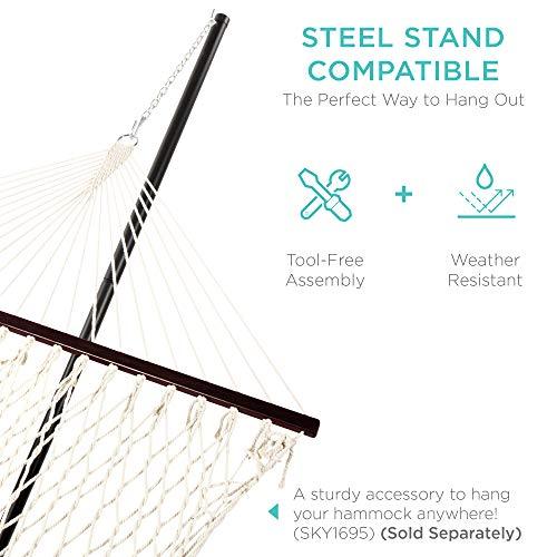 Best Choice Products 2-Person Double Hammock, Outdoor Woven Cotton Rope Hammocks for Backyard, Patio w/Spreader Bars, Carrying Case, 450lb Weight Capacity - CookCave