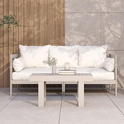 Milliard Outdoor Sofa Patio Furniture Set, Modern Wood Couch with Cushions and Coffee Table, 74 Inch (Grey) - CookCave