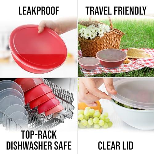 Zulay Kitchen 12 Piece Plastic Mixing Bowls With Lids Set - Colorful Mixing Bowls For Kitchen - Nesting Plastic Mixing Bowl Set With 6 Prep Bowls and 6 Lids - Microwave and Freezer Safe (Red Ombre) - CookCave