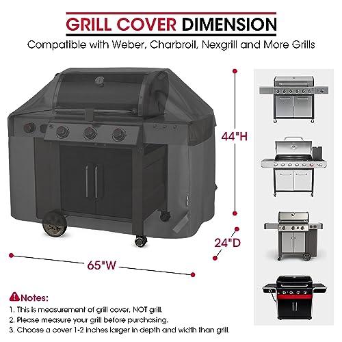 Unicook Heavy Duty Waterproof Barbecue Gas Grill Cover, 65-inch BBQ Cover, Special Fade and UV Resistant Material, Durable and Convenient, Fits Grills of Weber Char-Broil Nexgrill Brinkmann and More - CookCave