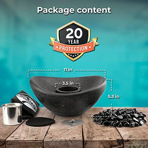 Keystone Peak Firepit - New 2023 - Concrete Tabletop Fire Pit for Indoor and Outdoor - Large Multi-Fuel Fire Bowl (11") - Small Personal Fireplace for Patio Balcony and Coffee Table - Black - CookCave