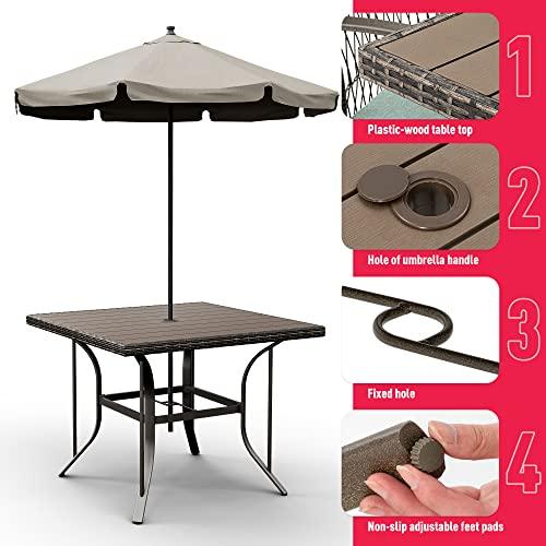 Pamapic 5 Piece Patio Dining Set, Green, Weather Resistant PE Rattan Table and Chairs, Comfortable Cushions, Easy Maintenance - CookCave