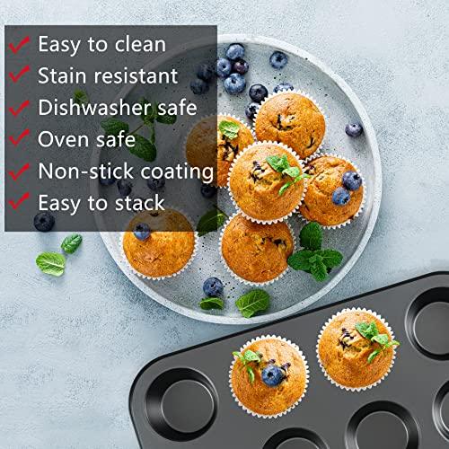 Baking Pans Nonstick Set, 5-Piece Bakeware Sets with Round/Square Cake Pan, Muffin Pan, Loaf Pan, Roast Pan, Baking Sheets for Oven, mobzio Kitchen Cookware Sets Baking Supplies - CookCave